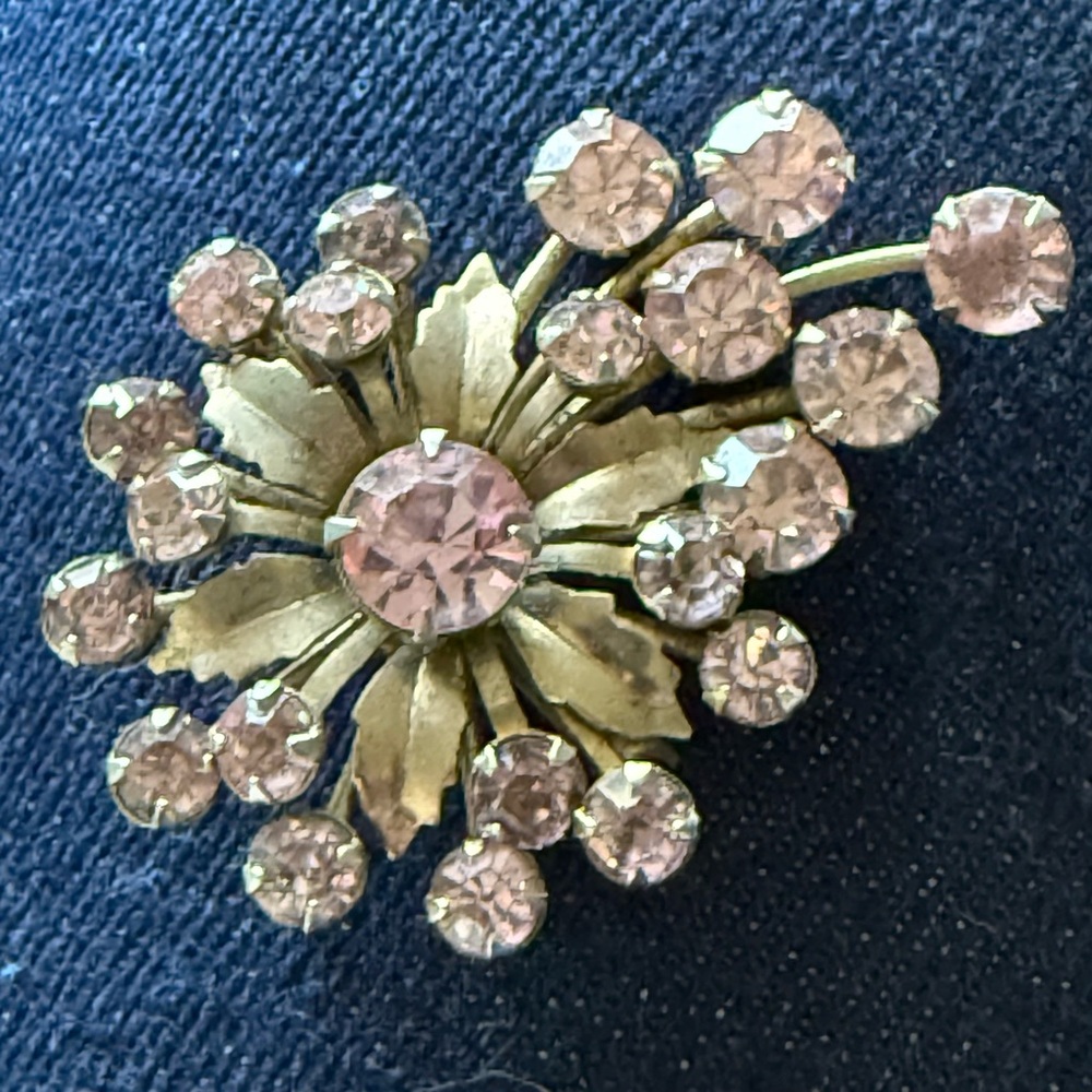 Gold and Pink Starburst Brooch